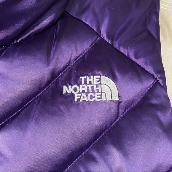 THE NORTH FACE Women Puffer Vest 550 Goose Down  Zip Up Winter Travel Purple M - Picture 5 of 11